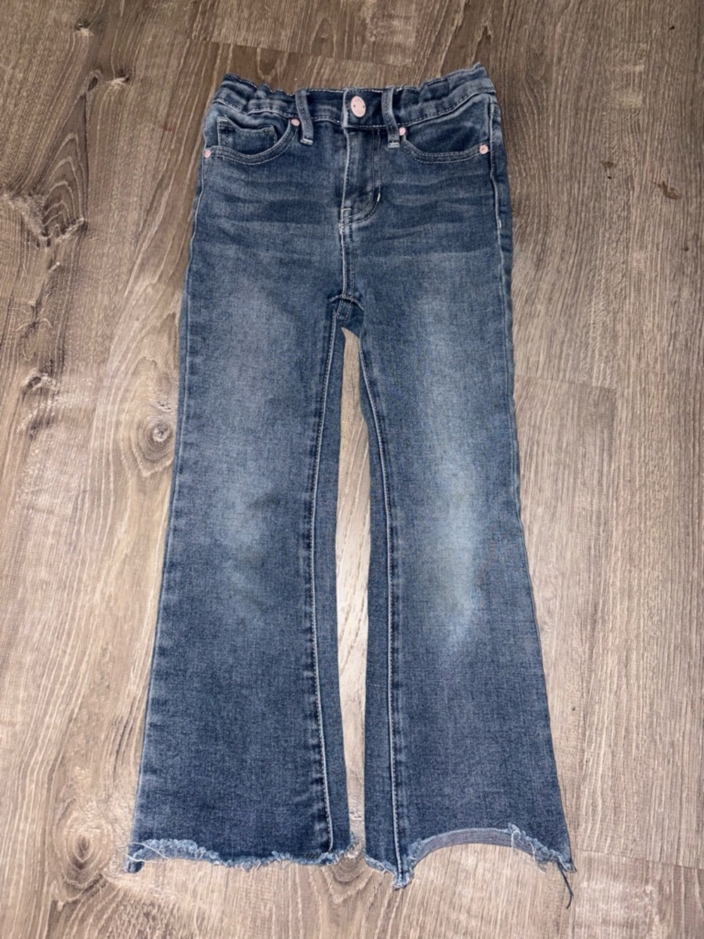 YMI Girls Dark Blue Flared Jeans with Raw Hem